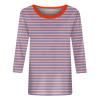 3/4 Length Sleeve Womens Tops Striped Casual Crew Neck T Shirts Loose Fit Color Block Business Dressy Blouses Summer Tops for Women 2025 Striped Tshirt Women Women's T-Shirts, Orange, Medium view 4