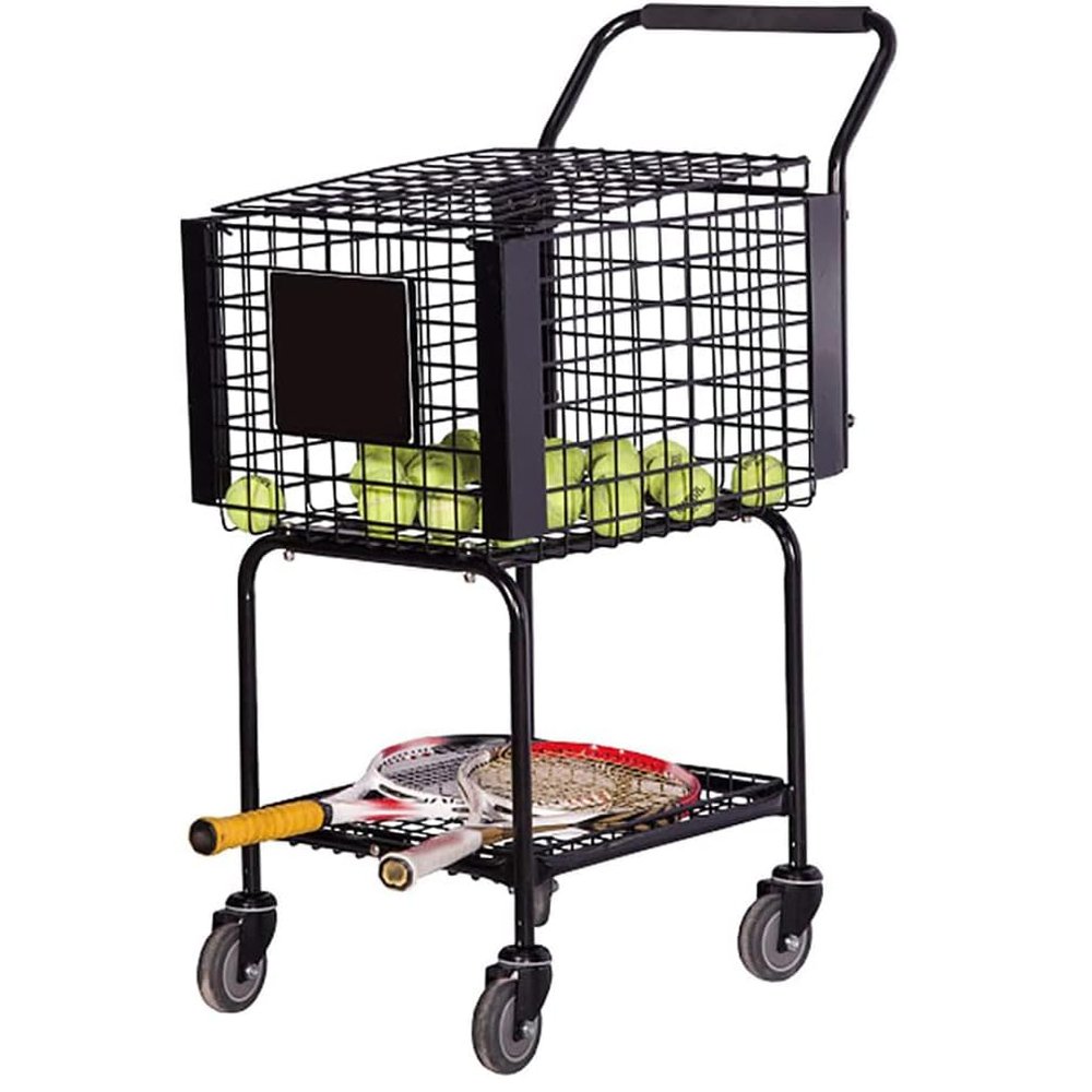 DOUYUANSHI Racket Storage Rack, Tennis Ball Hopper Basket - Holds Up to 350 Balls - Durable Metal Racquet Rack - Convenient Storage Collector Box - Hanging Trainer for Tennis Players
