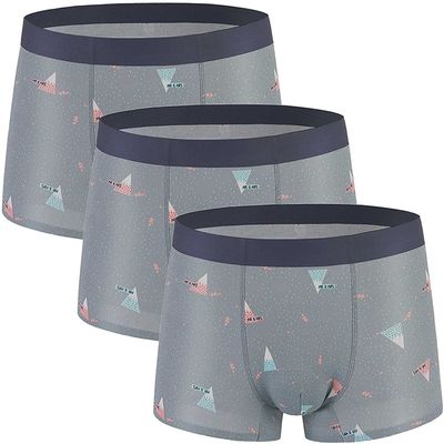 ALEPXS Safety Certification Men's Regular Leg Modal Boxer Briefs Elasticity Underwear Seamless Breathable 3 Pack(Color:Gray,Size:3XL-3XLarge)
