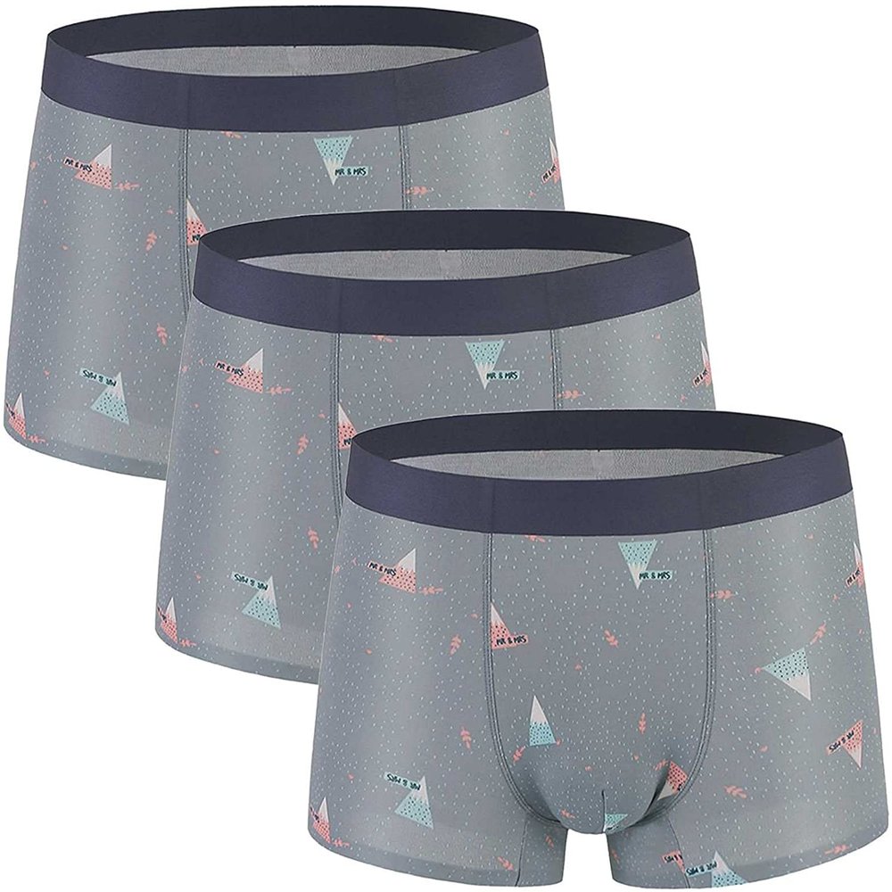 ALEPXS Safety Certification Men's Regular Leg Modal Boxer Briefs Elasticity Underwear Seamless Breathable 3 Pack(Color:Gray,Size:3XL-3XLarge)