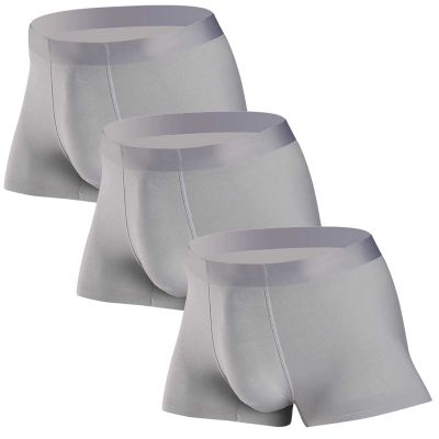 ALEPXS Safety Certification Breathable Men's Boxer Briefs Seamless Underwear Comfortable Ultra Soft Trunks 3 Pack for Daily Wear(Color:Gray,Size:XXL-XXLarge)