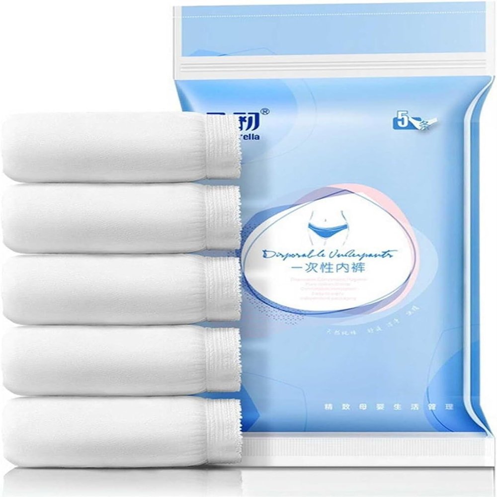 ALEPXS Cotton Womens Disposable UnderPanties Double-Layer Cotton Maternity Disposable Briefs Suitable for hospitalisation Postnatal Period(Color:5pcs,Size:L/Large)