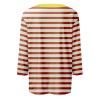 3/4 Length Sleeve Womens Tops Striped Casual Crew Neck T Shirts Loose Fit Color Block Business Dressy Blouses Summer Tops for Women 2025 Striped Tshirt Women Women's T-Shirts, Wine, XX-Large view 3