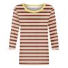 3/4 Length Sleeve Womens Tops Striped Casual Crew Neck T Shirts Loose Fit Color Block Business Dressy Blouses Summer Tops for Women 2025 Striped Tshirt Women Women's T-Shirts, Wine, XX-Large view 4