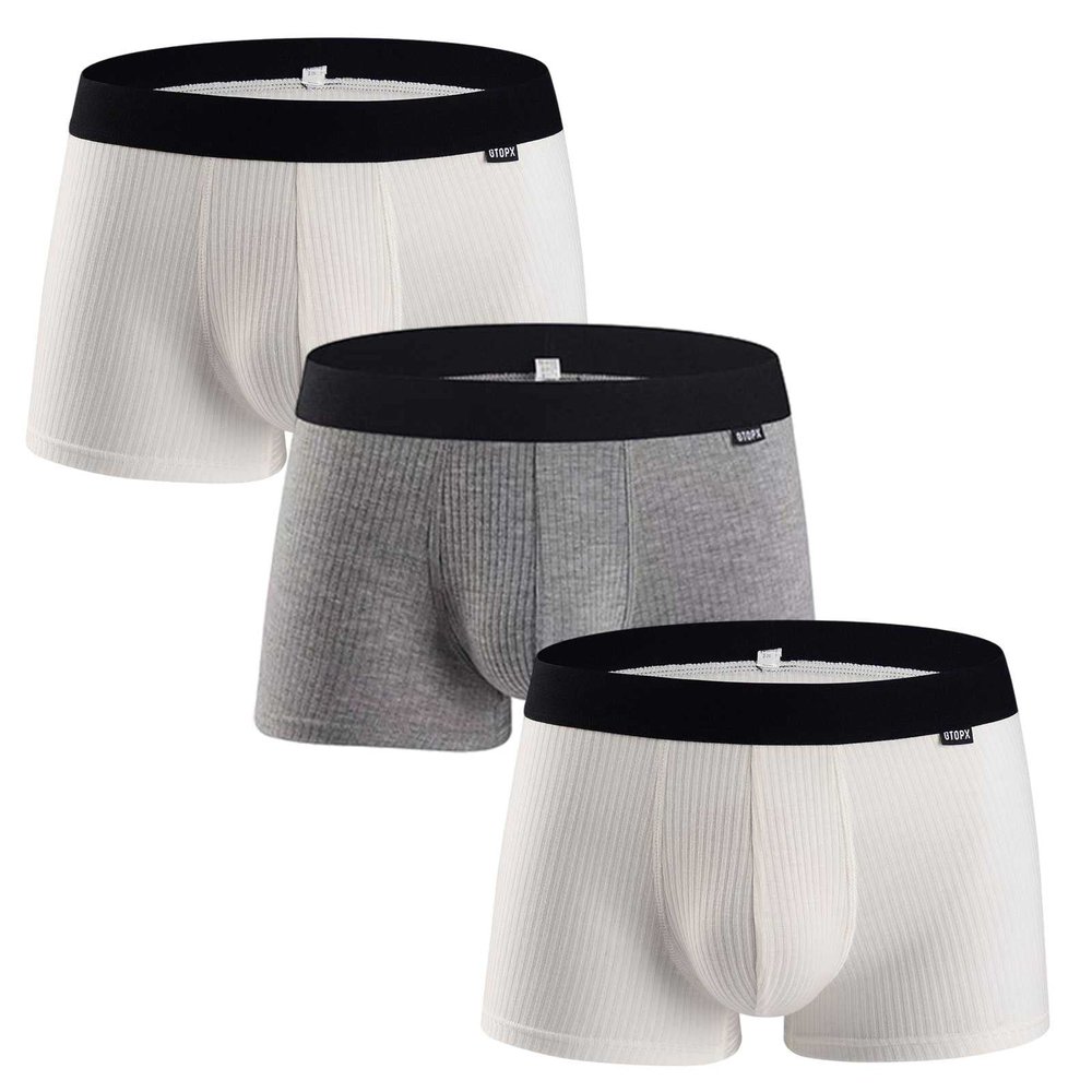 ALEPXS Safety Certification Men's Modal Elasticity Underwear Trunks Breathable Boxer Briefs for Men, Youth, Solid Color, 3 Pack(Combination a,Medium)