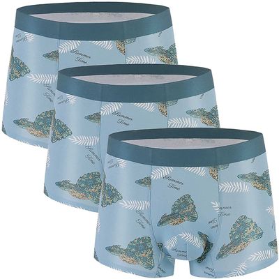 ALEPXS Safety Certification Men's Regular Leg Modal Boxer Briefs Elasticity Underwear Seamless Breathable 3 Pack(Color:Mist Blue,Size:XL-XLarge)