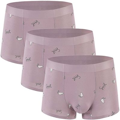 ALEPXS Safety Certification Men's Regular Leg Modal Boxer Briefs Elasticity Underwear Seamless Breathable 3 Pack(Color:Pink,Size:XL-XLarge)