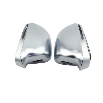 DGJFPLOU Car Mirror Cover Compatible For Audi A4 B8 09-12 A3 A5 A6 Q3 Matte Chrome Silver Rearview Mirror Cover Protection Cap Car Styling(Color:With hole), hongbyy46432 store
