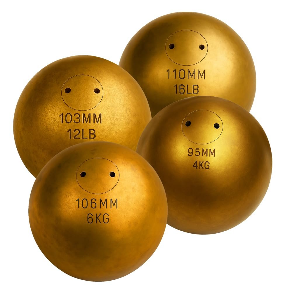 Amber Fight Gear Precision Brass Shotput IAAF Compliant, Superior Grip & Weight Calibration for Competitive Performance, 6Kg/106mm