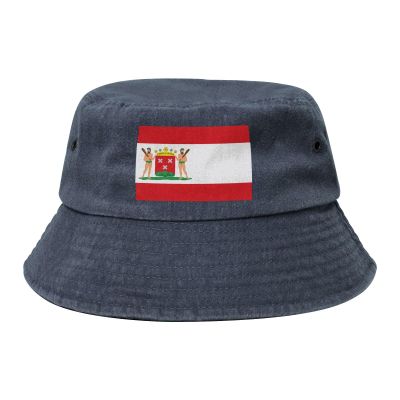 Bergen op Zoom vlag Denim Bucket Hat Adult Unisex Fishing Sun Hat Navy Blue