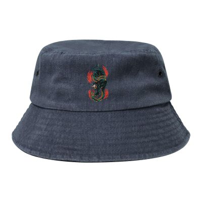 Black Panther vs Giant Snake Denim Bucket Hat Adult Unisex Fishing Sun Hat Navy Blue
