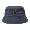 Black Panther vs Giant Snake Denim Bucket Hat Adult Unisex Fishing Sun Hat Navy Blue view 1