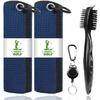 ATTRACTIVE Golf Towels, Microfiber Waffle Pattern Towels - Golf Club Brush with Cleaning (Navy Blue) view 1