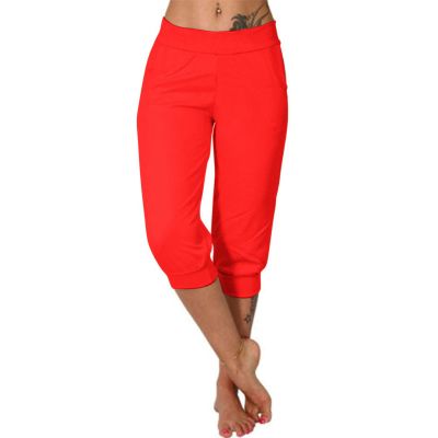 Capri Pants for Women Summer Stretchy Elastic Waist Joggers Exercise Workout Stylish Sweatpants with Pockets