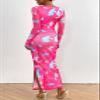PRETTYGARDEN Women's Bodycon Maxi Dress Fall Spring Fashion Long Sleeve Floral Print Tight Fitted Party Club Ruched Dresses (Rose Red,Large) view 2