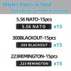 45 Pack Miaozhun Magazine Marking Bands, 5.56 NATO, .223 Remington, .300 Blackout Magazine Caliber Identification (Black - White) view 2