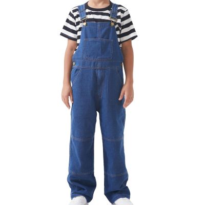 GRANDWISH Boys Bib Denim Overalls with Adjustable Straps, Kids Jean Overalls, Blue Size 7