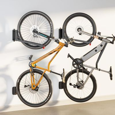 monTEK No-Lift Swivel Bike Wall Mount, Bike Hangers for Garage, 2 Pack