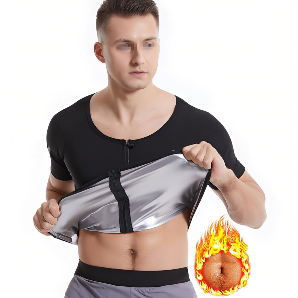Vuirrm Sauna Vest for Men, Sauna Tank Top for Men, Men's Compression Vest Sweat Tummy Control Shapewear Sauna Shirt with Zipper, 2XL/3XL,Silver