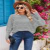 Cakulo Womens Off Shoulder Sweater Top Fall Outfits Fashion 2025 Oversized Knit Batwing Long Sleeve Crochet Sweaters Grey L view 2