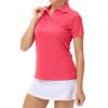 Women's Dry-Fit Golf Polo T Shirts Lightweight Moisture Wicking Short Sleeve Shirt Quick Dry Polo Shirt for Women(Pink 2XL) view 2