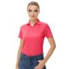 Women's Dry-Fit Golf Polo T Shirts Lightweight Moisture Wicking Short Sleeve Shirt Quick Dry Polo Shirt for Women(Pink 2XL) view 3