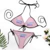 Custom String Bikini for Women Two Piece Bathing Suits with Image Text Logo Summer Beach Pool Swimwear Fun Gifts Pink M view 4