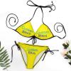 Custom Bathing Suit Personalized Swimsuits with Face Customized Bikini for Beach Swimming Pool Yellow S view 4