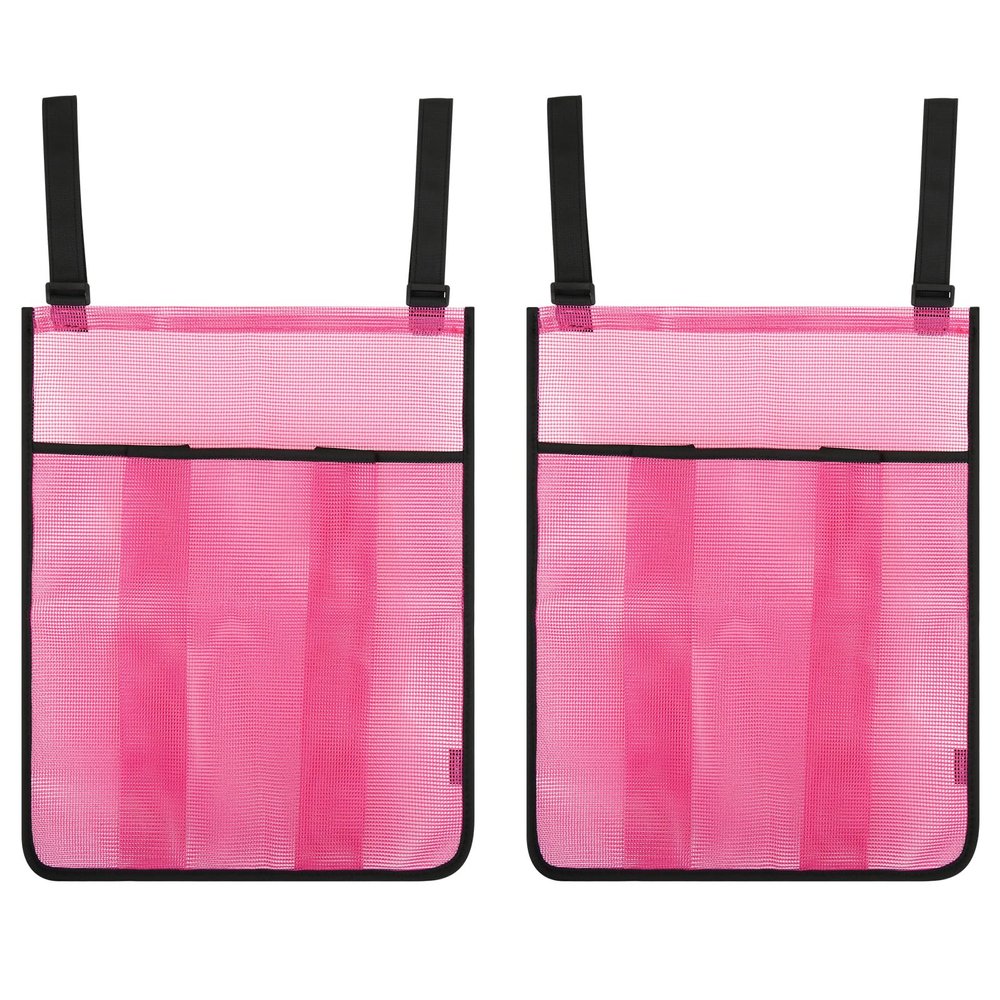 2-Piece Trampoline Shoe Bag - Mesh Storage with 2 Hook & Loop Straps, Indoor Fitness Shoe Organizer, Pink