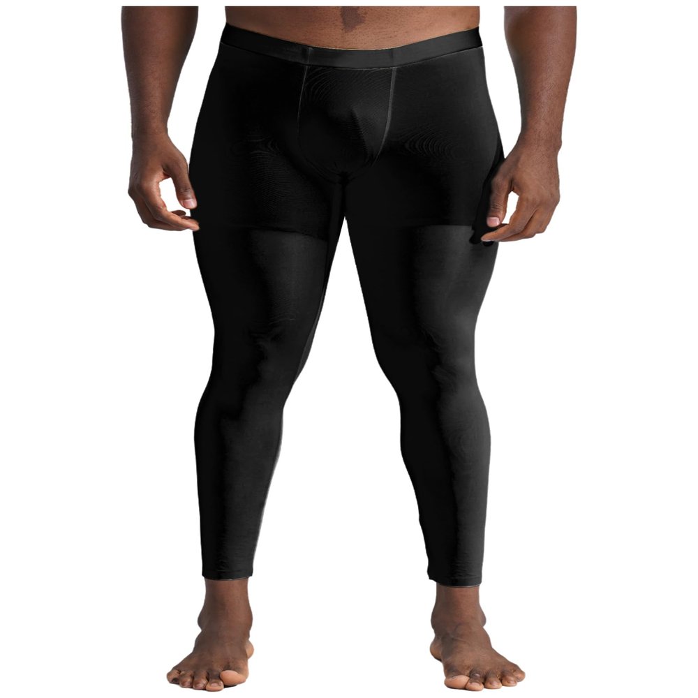 TiaoBug Men's Athletic Compression Pants Running Tights Workout Leggings for Yoga Gym Sports Black Medium