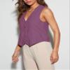 Floral Find Womens Casual Button Down Sleeveless Vest Fully Lined V Neck Business Jacket Waistcoat with Pocket (Purple, Large) view 2