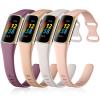 GEAK Slim Band Compatible with Fitbit Charge 5/Charge 6 Bands for Women Men, Soft Silicone Sport Replacement Wristbands for Fitbit Charge 5/Charge 6 Fitness Tracker, Violet/Starlight/Milk Tea/Pink view 1