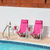 Backpack Beach Chairs for Adults, 2-Pack Sling Camping/Sunbathing Chairs with Headrest, Cup Holder and Wooden Armrests, Lightweight Folding Chair, Adjustable Lounge Chair for Outdoor,Travel,Pink view 2