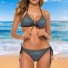 Custom Sexy Bikini Set Two Piece Swimsuit for Women,Personalized Tie Cinched String Triangle Bikini Sets Charcoal L view 3