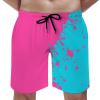 Pynnlts Retro Gradient Color Men's Swim Trunks Quick Dry Funny Summer Beach Shorts Summer Bathing Suits with Pockets Rose Red m view 2
