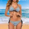 Custom String Bikini for Women Two Piece Bathing Suits with Image Text Logo Summer Beach Pool Swimwear Fun Gifts Grey 2XL view 3