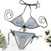 Custom String Bikini for Women Two Piece Bathing Suits with Image Text Logo Summer Beach Pool Swimwear Fun Gifts Grey 2XL view 4