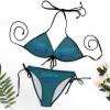 Custom Sexy Bikini Set Two Piece Swimsuit for Women,Personalized Tie Cinched String Triangle Bikini Sets Blue Green M view 4