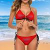 Customized Two Piece Swimsuit Bathing Suits Personalized Photo Bikini Set for Women Red S view 3