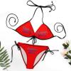 Customized Two Piece Swimsuit Bathing Suits Personalized Photo Bikini Set for Women Red S view 4