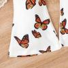 NineFit Basics Kids Girls' Knitted Ruffles Hem Vest Tops Butterfly Print Flare Pants 2 Pcs Summer Fashion Girls (Purple, 5 Years) view 2
