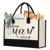 shenee Initial Canvas Tote Bag, Teacher Gift, Friends Birthday Gifts, Women Wedding Present, Retirement Jute Bag, Graduation, Nurse Bags (MOM) view 1