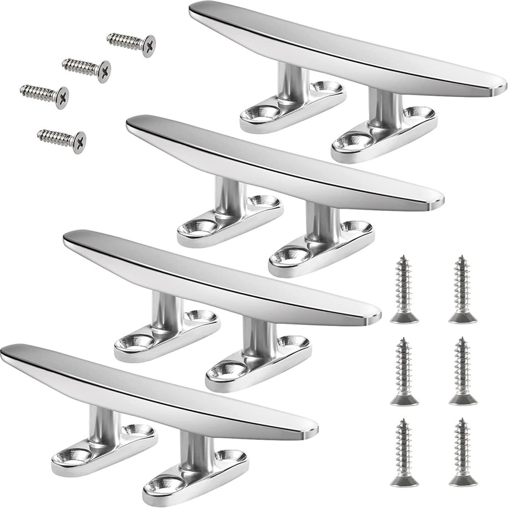 ZOMCHAIN Boat Cleat, Dock Cleat All 316 Stainless Steel Boat Mooring Accessories, Free Installation Accessories Screws (5 inch-4PCS)
