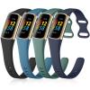 GEAK 4 Pack Slim Band Compatible with Fitbit Charge 5/6 Bands for Women & Men, Soft Silicone Sport Replacement Wristbands for Fitbit Charge 5/6 Fitness Tracker, Black/Plum/Slate/Pine Green view 1