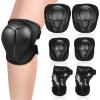 Happyyami 1 Set Elbow and Knee Pads, Skating Protective Gear, Snowboarding Knee Pads, Adjustable S Size (15-30kg), Black, Pp Shell, Mesh Fabric, Velvet Lining, Elastic Band, Touch Fastener view 1