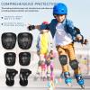 Happyyami 1 Set Elbow and Knee Pads, Skating Protective Gear, Snowboarding Knee Pads, Adjustable S Size (15-30kg), Black, Pp Shell, Mesh Fabric, Velvet Lining, Elastic Band, Touch Fastener view 2