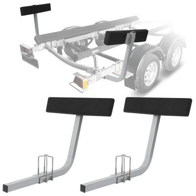 2PCS Boat Trailer Guides, 20" Inch Carpeted Guide On Tilting Side Bunks, 2 Foot Bunk Boards Kit, with Mounting Frames and Hardware for High Beam, Box, C-Channel Trailers