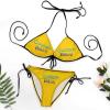 Custom Sexy Bikini Set Two Piece Swimsuit for Women,Personalized Tie Cinched String Triangle Bikini Sets Orange Yellow M view 4