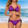 Custom Bathing Suit Personalized Swimsuits with Face Customized Bikini for Beach Swimming Pool Light Purple M view 3
