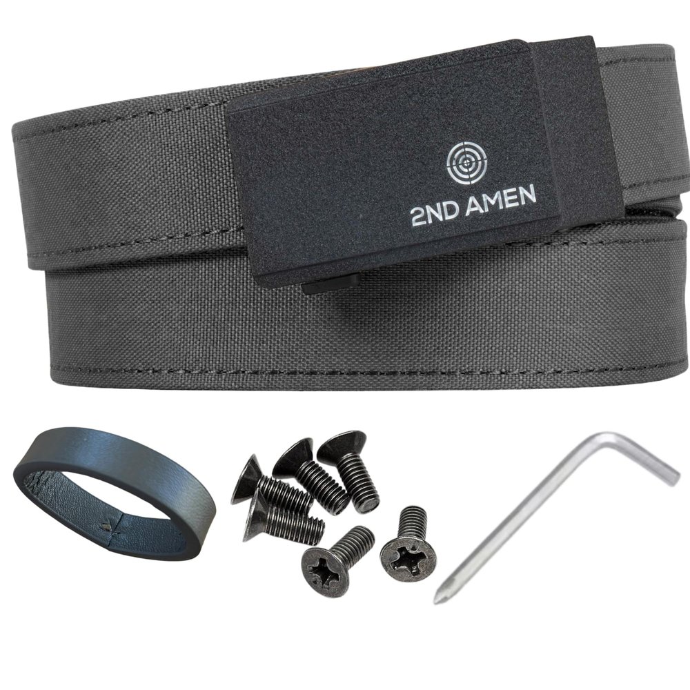 2ND AMEN Grey Tactical Belt for Men - Military Hiking Nylon Gun Belt, Perfect for Men & Women, 1.38" EDC Everyday Use, Ultimate 900D Cut to Size